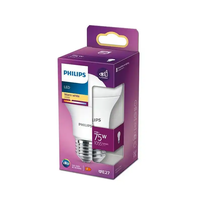 Cumpără acum Bec LED Philips A60, EyeComfort, E27, 11W (75W), 1055 lm, luminacalda(2700K), mat
