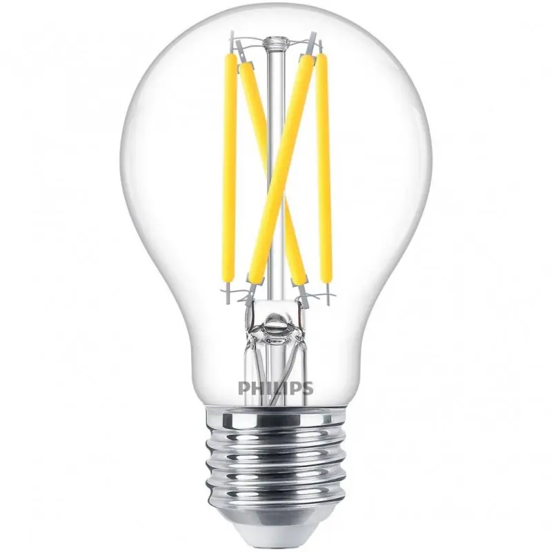 Bec LED Philips Classic A60, EyeComfort, E27, 5.9W (60W), 806 lm ,luminacalda (2200-2700K), dimabil, cu filament Cel mai bun preț