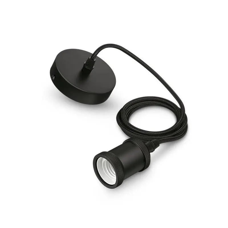 Pendul Philips Modern Black, E27, max. 40W, textil/Metal, IP20, Ø169mm ,cablu 2m Plată sigură