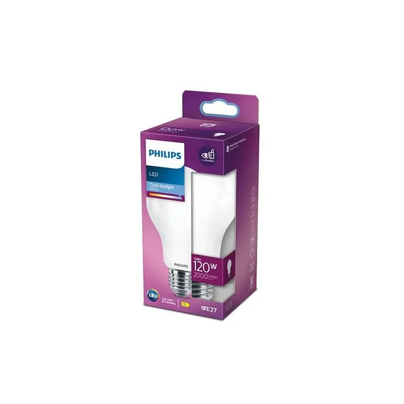 Disponibil imediat Bec LED Philips Classic A67, EyeComfort, E27, 13W (120W), 2000 lm ,luminarece (6500K), mat