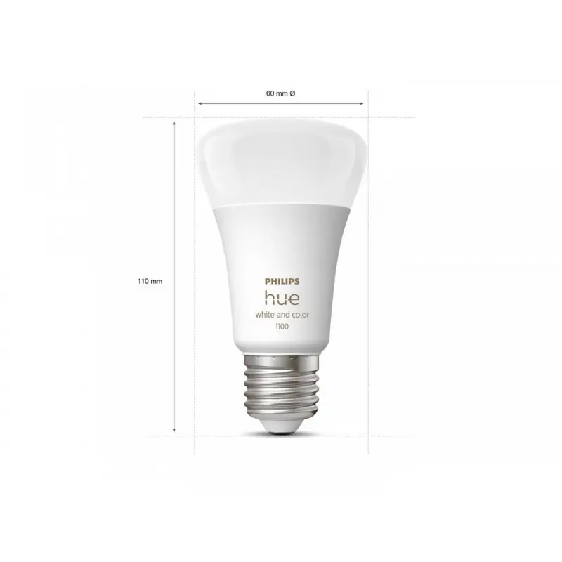 Pachet 2 Becuri LED RGB inteligente Philips Hue A60, Bluetooth, E27, 9W (75W), 1100 lm, lumina alba si color (2000-6500K) + Cons Plată sigură