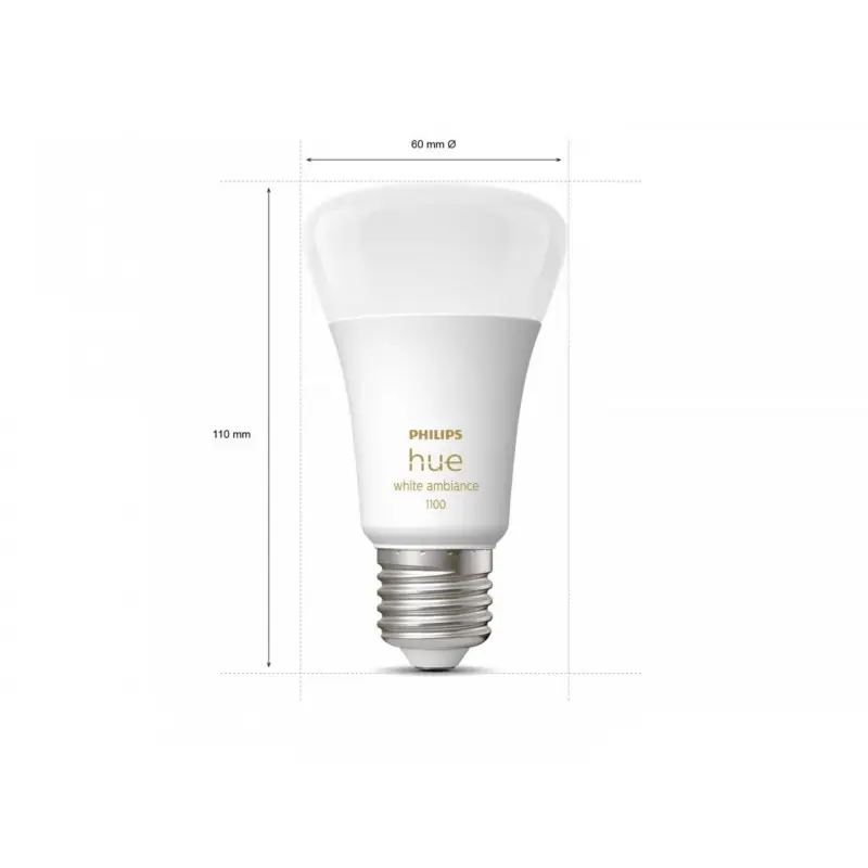 2 Becuri LED inteligente Philips Hue A60, Bluetooth, E27, 8W (75W), 1055 lm, lumina alba (2200-6500K) Ultima șansă