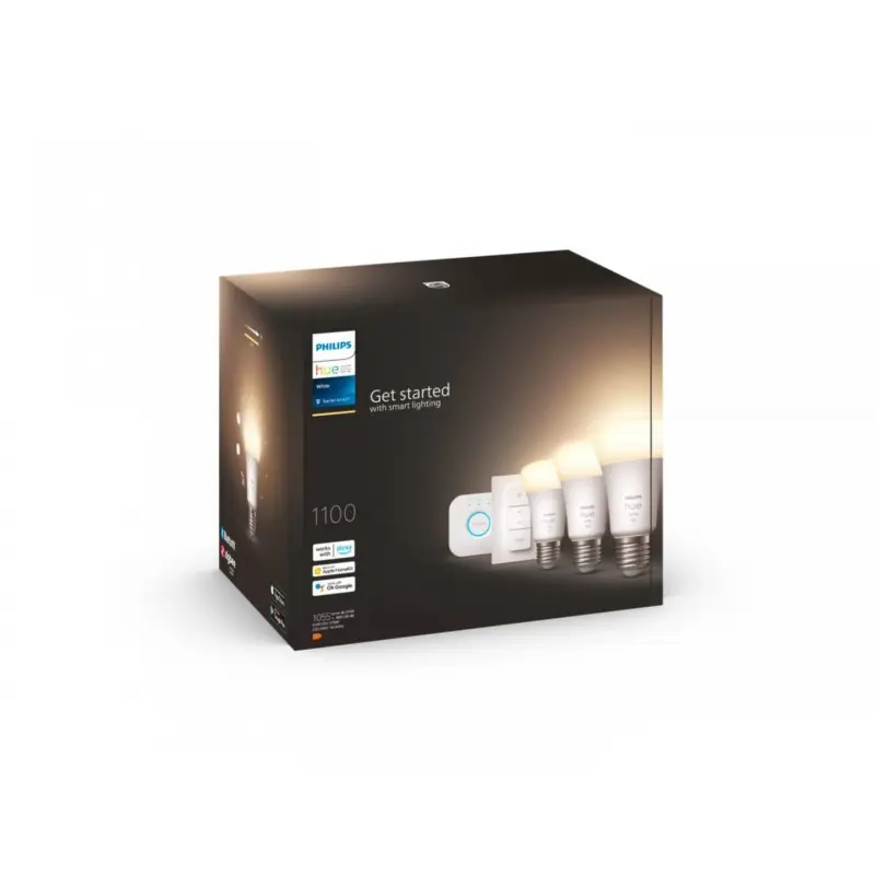 Pachet 3 Becuri LED inteligente Philips Hue A60, Bluetooth, E27, 9.5W (75W), 1055 lm, lumina calda (2700K) + Consola Hue Bridge Vezi acum