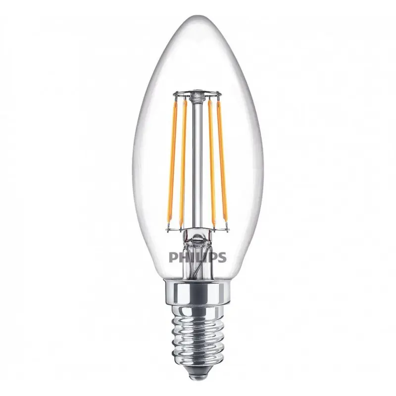 Ofertă specială 3 Becuri LED Philips Classic B35, E14, 4.3W (40W), 470 lm, luminacalda(2700K), cu filament