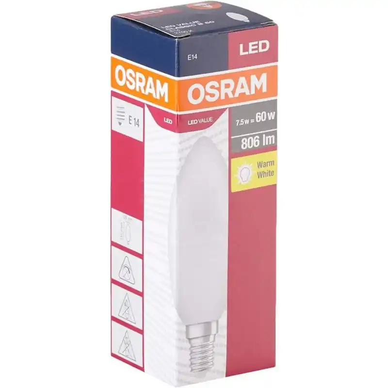 Bec LED Osram Value Classic B, E14, 7W (60W), 806 lm, lumina calda (2700K) Reducere