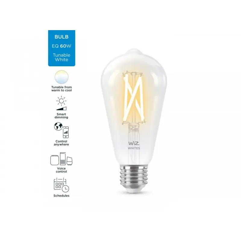 Bec LED inteligent WiZ Connected Filament ClearST64, Wi-Fi, E27, 6.7W (60W), 806 lm, lumina alba (2700-6500K),compatibil Google Cumpără acum