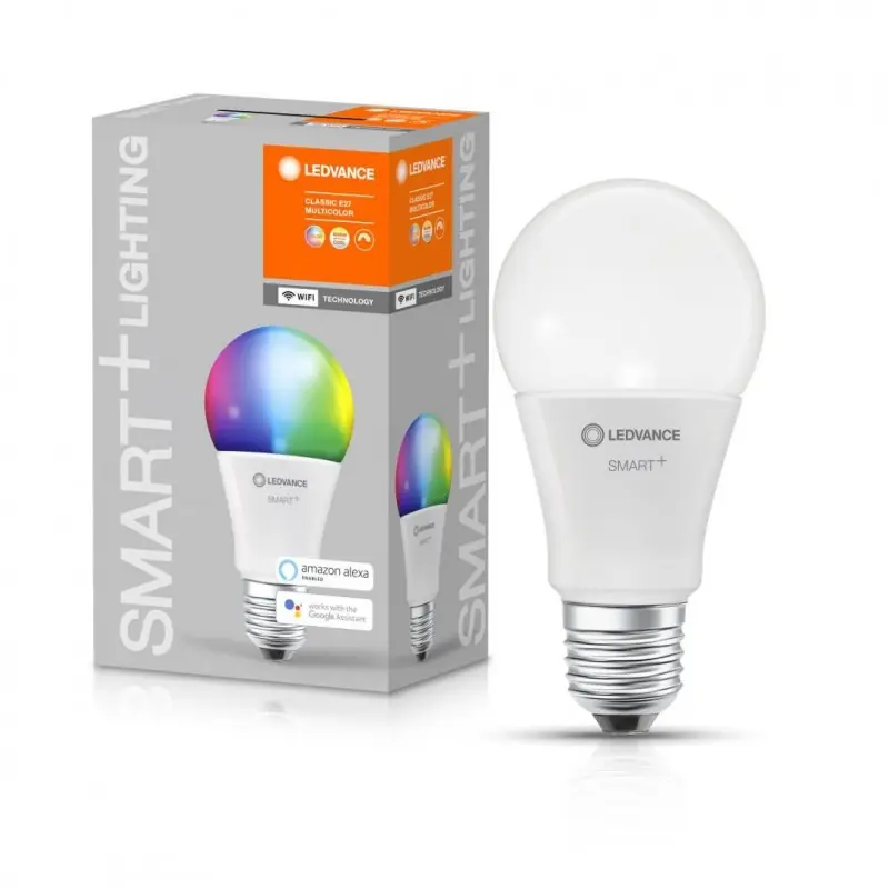 Retur gratuit Bec LED RGB inteligent Ledvance SMART+ WiFi Classic Multicolour A, E27, 9W (60W), 806 lm, lumina alba si color (2700-6500K)