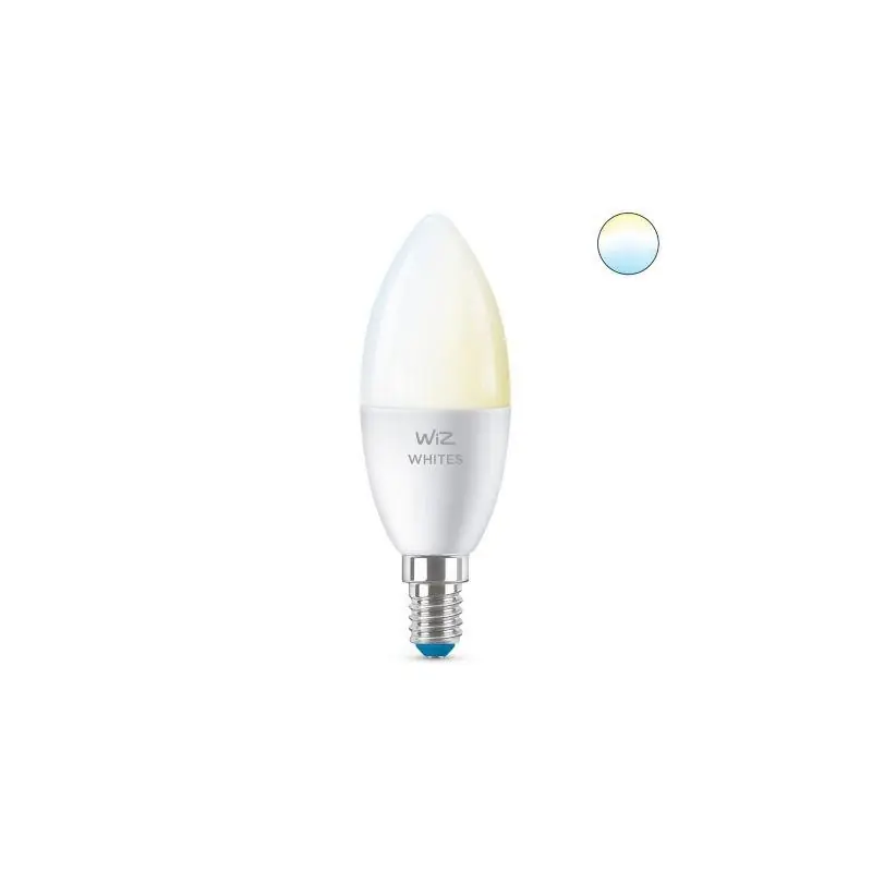 Bec LED inteligent WiZ Connected Whites C37, Wi-Fi, E14, 4.9W (40W), 470 lm, lumina alba (2700-6500K), compatibil Google Assista Retur gratuit