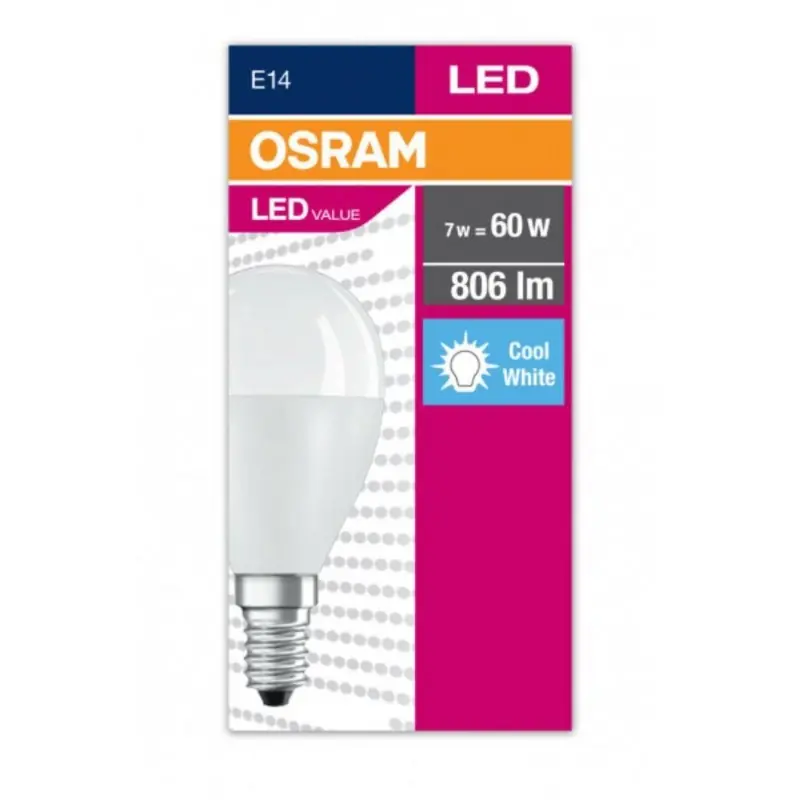 Preferatul clienților Bec LED Osram Value Classic P, E14, 7W (60W), 806 lm, luminaneutra(4000K)