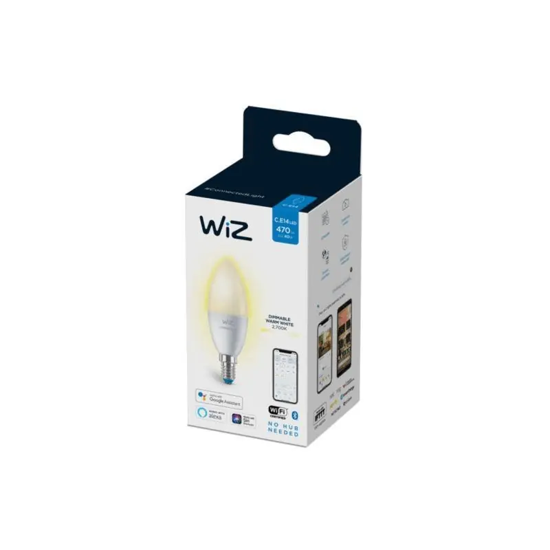 Bec LED inteligent WiZ Connected Dimmable C37, Wi-Fi, E14, 4.9W (40W) ,470 lm, lumina calda (2700K), dimabil, compatibil Google Reducere extra