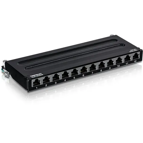 Patch Panel Wall Mount, 12 porturi RJ45 UTP, Cat6a, Ecranat, 0.5U - TRENDnet TC-P12C6AS Cel mai bun preț