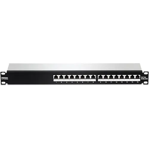 Patch Panel 16 porturi RJ45 UTP, Cat6a, Ecranat, 1U - TRENDnet TC-P16C6AS Transport gratuit