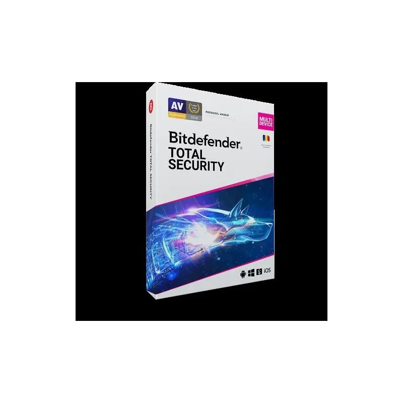 Calitate înaltă Licenta retail Bitdefender Total Security - protectie anti-malwarecompleta pentru Windows, macOS, iOS si Android, valabilapentru