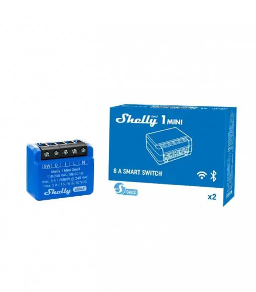 Preț mic SHELLY 1 MINI GENERATIA 3 - 1 CANAL 8A (WIFI, BLUETOOTH)