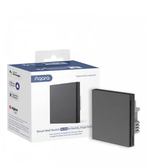 Intrerupator de lumina Zigbee single rocker fara nul (WS-EUK01-G) - gri Cumpără acum