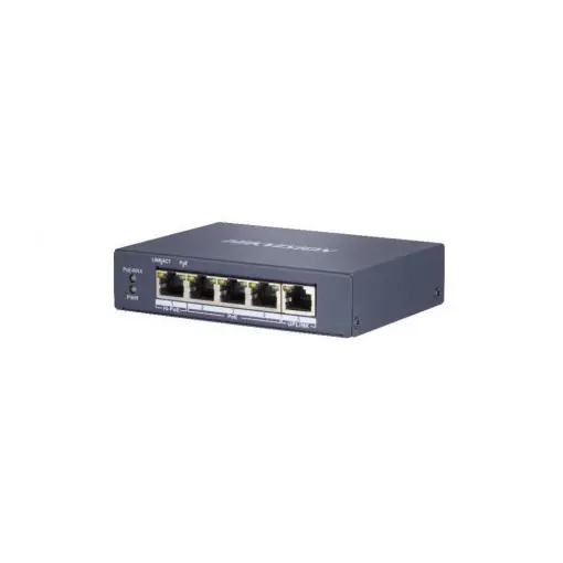 Switch 4 porturi PoE Gigabit, 1 port Hi-PoE, 1 port uplink 1G - HIKVISION DS-3E0505HP-E Livrare expres