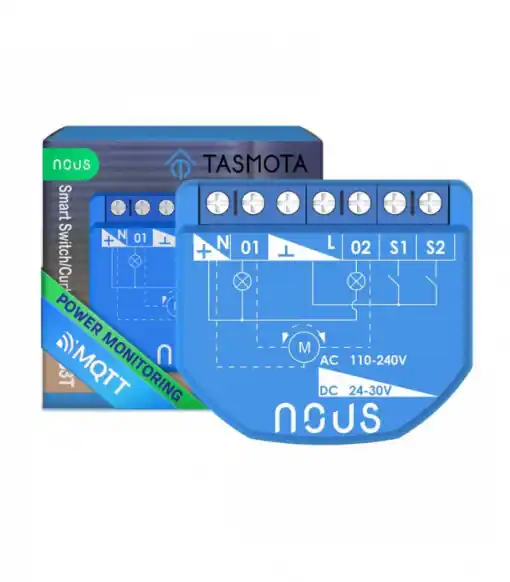 Ofertă exclusivă Releu/Comutator WIFI NOUS B3T Tasmota (2 canale cu PM) modul cortina (1 canal, ESP32)