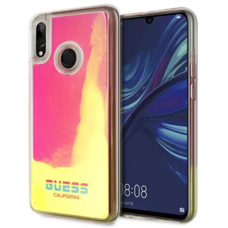 Ultima șansă GUESS California in intuneric luminos toc Huawei P Smart nisip roz