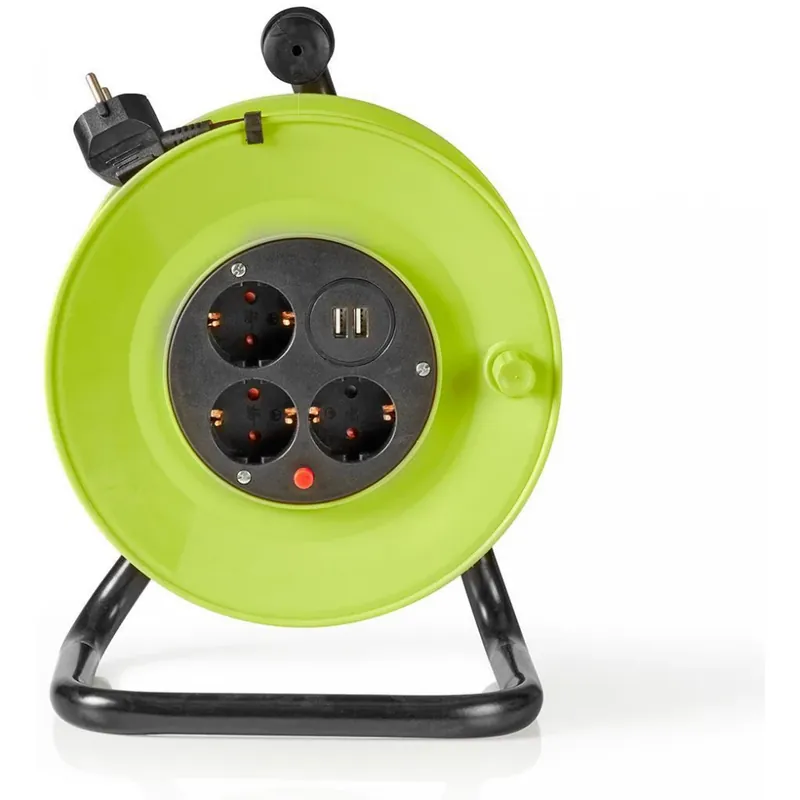 Cel mai vândut NEDIS Sul de cablu 3x priză 2x USB 25m negru-verde