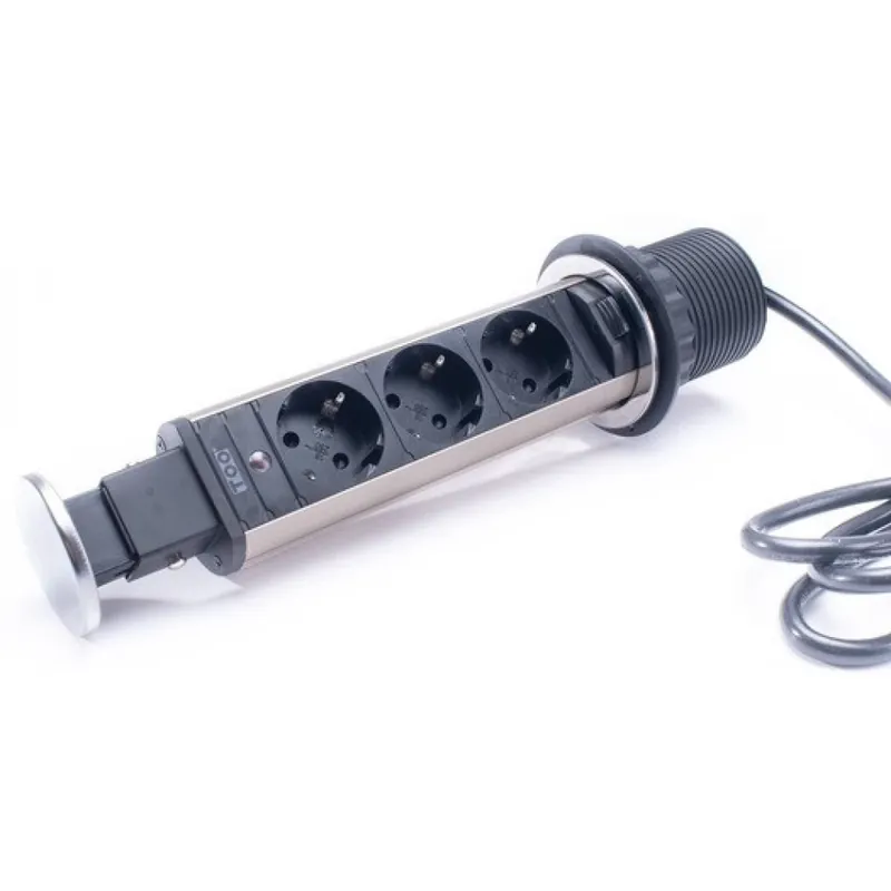 TOO PPS-301-3C 3 priză ascuns de reţea splitter crom negru Lichidare de stoc