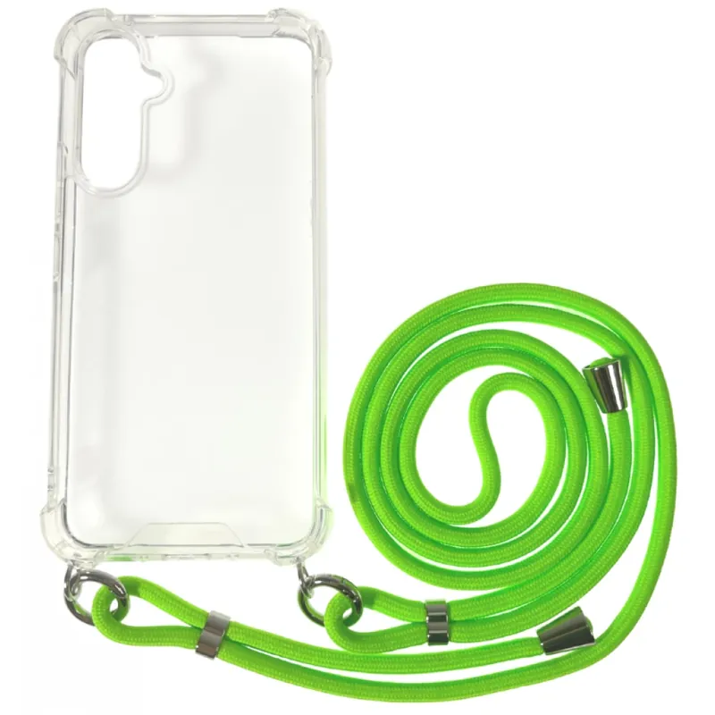 Premium CELLECT gât agățat pe backplate Samsung Galaxy A34 5G transparent-neon verde cordon