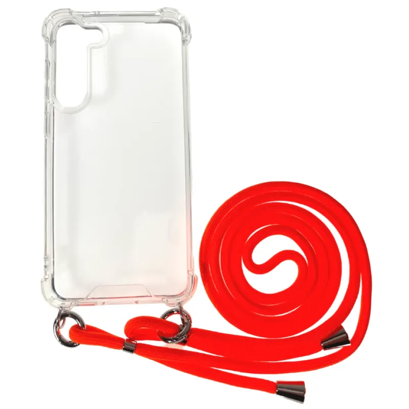 CELLECT gât agățat pe backplate Samsung Galaxy S23 Plus transparent-portocaliu cordon Bestseller