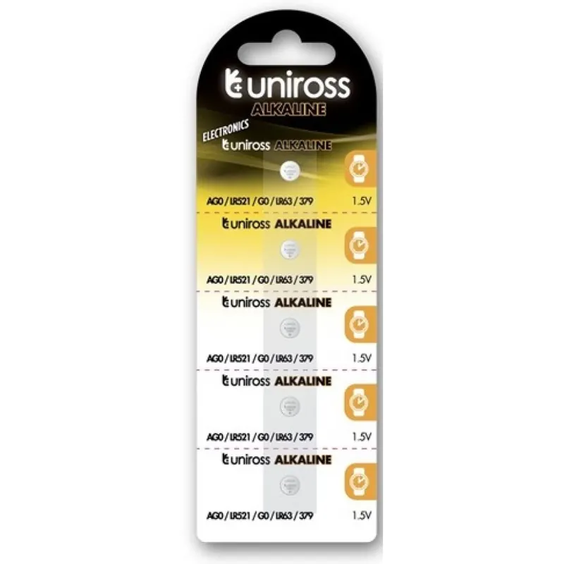 Promoție UNIROSS LR521/AG0/LR63 1.5V alcalin baterie buton (CR) 5buc