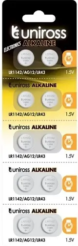 Reducere de preț UNIROSS LR43/AG12 1.5V alcalin baterie buton (CR) 10buc