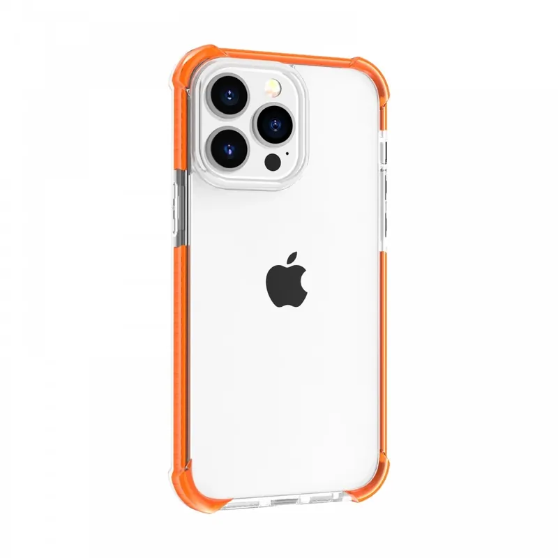 CELLECT Rezistent la șocuri silicon toc iPhone 14 Pro Max transparent-portocaliu Retur gratuit
