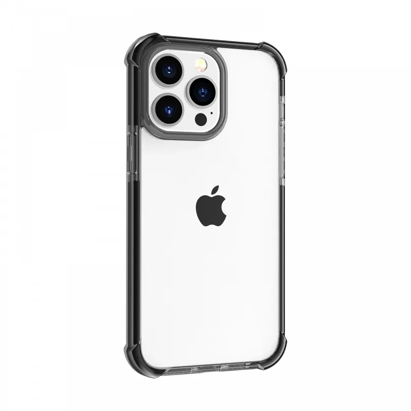 CELLECT Rezistent la șocuri silicon toc iPhone 15 Pro Max transparent-negru Expediere rapidă