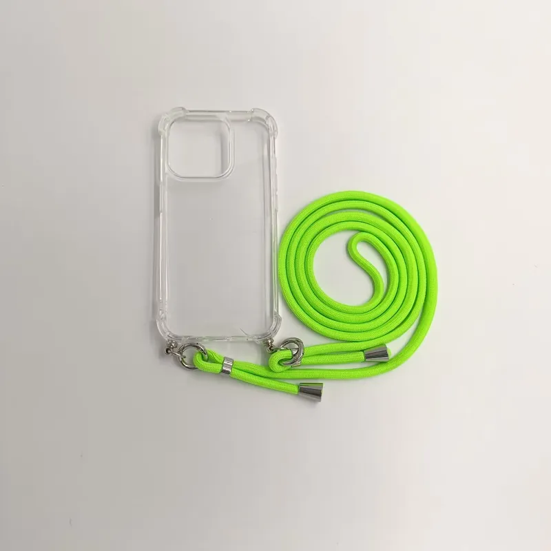 Cumpărături sigure CELLECT gât agățat pe backplate iPhone 15 Pro transparent-neon verde cordon