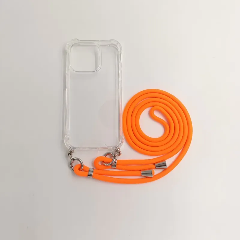 CELLECT gât agățat pe backplate iPhone 15 Pro transparent-portocaliu cordon Lichidare de stoc