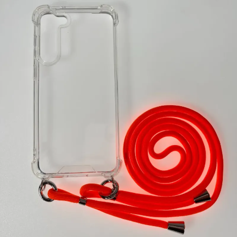 CELLECT gât agățat pe backplate Samsung Galaxy A55 5G transparent-portocaliu cordon Lichidare de stoc