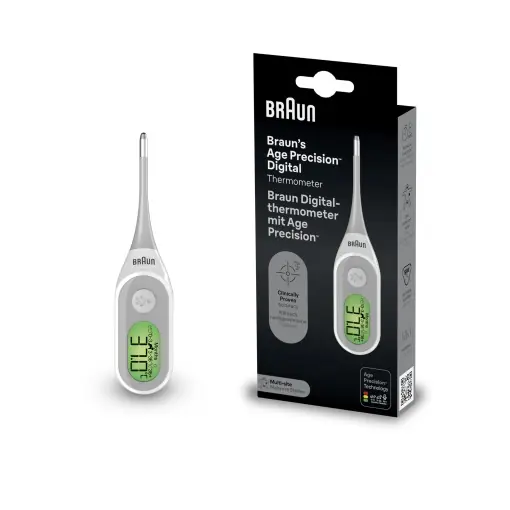Doar azi Termometru digital de precizie Braun Age | Stick digital pentru diverse Locuri de munca | Oral, rectal sau sub axila | Potrivit pentru bebelusi si copii | Brandul #1 printre medici(1) | PRT2000