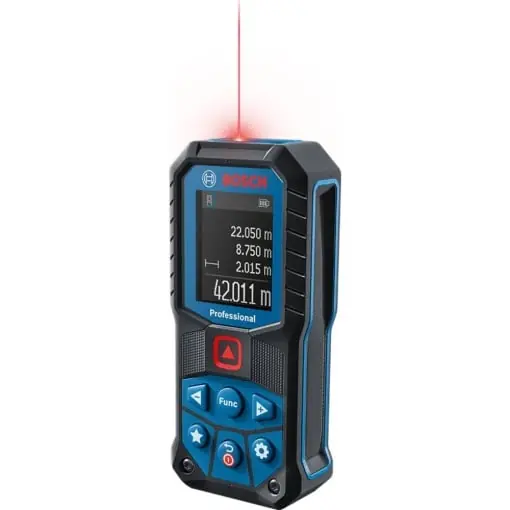 Telemetru laser profesional Bosch GLM 50-22 (raza de actiune: pana la 50 m, robust, IP65, +- 1,5 mm*, 2x baterie AA, bucla, geanta) Reducere extra