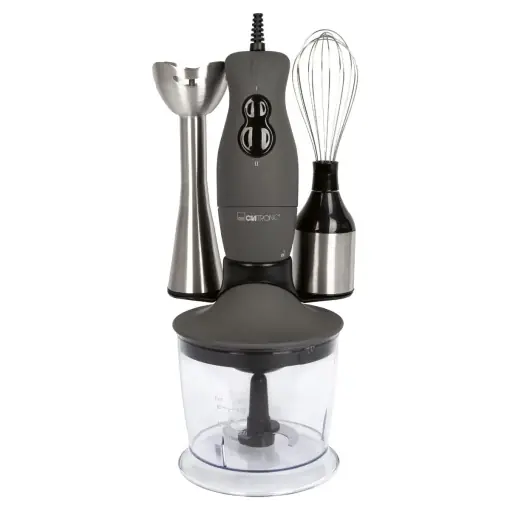 Lichidare de stoc Set blender de mana Clatronic(r) | Blender, blender, tocator din otel inoxidabil | 400 wati | 2 setari de viteza | Feliator de alimente | Ulcior blender | Tel | Tocator multiplu | SMS 3777