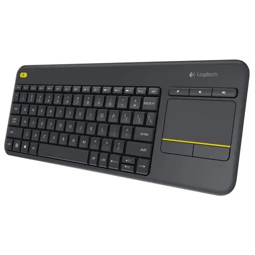 Tastatura TV tactila fara fir Logitech K400 Plus cu touchpad incorporat, aspect belgian AZERTY - Negru Transport gratuit
