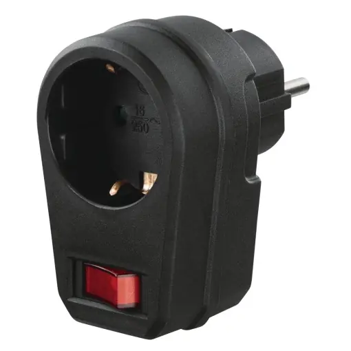 Reducere specială Adaptor priza Hama (priza impamantata, adaptor priza cu intrerupator, comutator ON/OFF, adaptor, priza impamantata, economisire energie, economisire energie) negru
