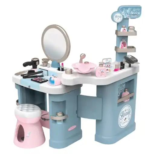 Smoby - My Beauty Center Beauty Studio - Masa de toaleta cu functii electronice si mecanice, multe accesorii, pentru copii de la 3 ani Lichidare de stoc