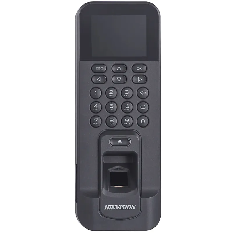 Cititor biometric de interior Hikvision DS-K1T804AMF, 2.4 inch, Mifare, 3.000 amprente, 3.000 carduri, 100.000 evenimente, 13.56 MHz, WiFi, IP, Negru Chilipir