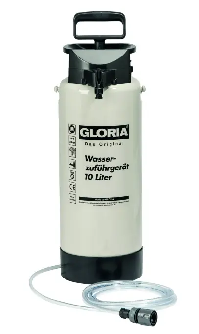 Dozator de apa GLORIA Tip 10 | Vas sub presiune din plastic de 10 litri | Furtun de 4 m incl. cuplaj rapid si opritor de apa Retur ușor