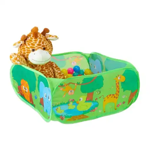Relaxdays Ball Pool Baby, 50 de bile colorate, Jungle Ball Tent Square, Pop-Up, HBT: 34 x 71 x 71 cm, Ball Pool, verde Comandă acum
