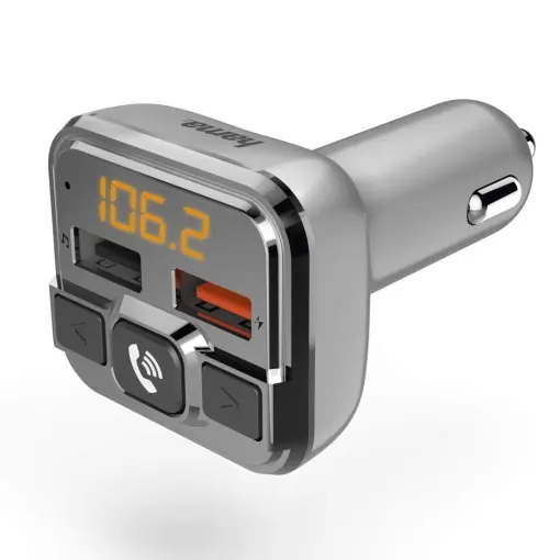 Popular Transmitator FM Bluetooth Hama pentru radio auto cu incarcator auto, sistem hands-free (adaptor auto pentru priza bricheta cu conexiuni pentru microSD, stick USB si QC 3.0 pentru incarcare) argintiu