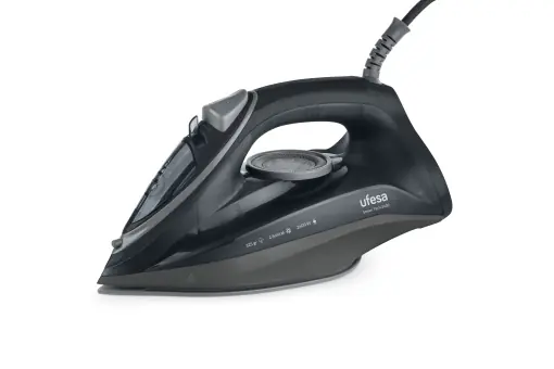 Fier de calcat cu abur Ufesa Steam Tech 2400, W, Steam Burst, Max. 120 g, Constant 0 - 30 g/min, Talpa ceramica, Sistem dublu anti-calcar, Anti-picurare, Negru, Exclusiv Ofertă limitată