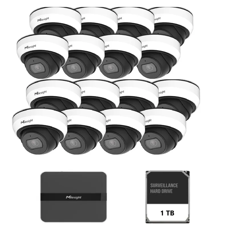 Kit supraveghere video Milesight 16 camere Dome MS-C2973-PD + 1 NVRMS- N5016-PE Super ofertă