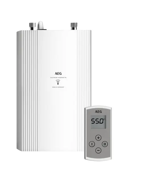 Incalzitor de apa electronic compact instantaneu AEG DDLE Kompakt FB 11/13 kW cu telecomanda pentru bucatarie, Fabricat in Germania, conexiune fixa 400 V, compatibil solar, montare sub chiuveta, testat VDE,230769 Noutate