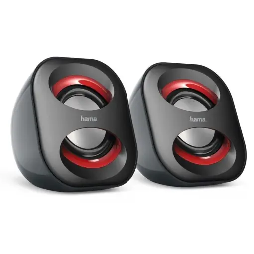 Ofertă de sezon Difuzor PC Hama Sonic Mobil 183 (USB 3.0, mufa 3,5 mm, 3 W, difuzoare active pentru computer, laptop, notebook, smartphone, tableta) negru/rosu