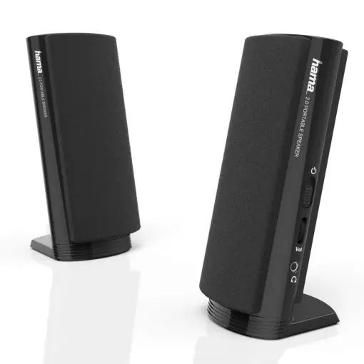 Reduceri Difuzor multimedia Hama E 80 (difuzor PC cu mufa de 3,5 mm, USB, 2,5 W, difuzoare active pentru computer, laptop, notebook, smartphone, tableta) negru