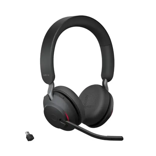 Casti wireless pentru PC Jabra Evolve2 65 - Casti stereo certificate UC cu anulare a zgomotului cu baterie de lunga durata - Adaptor Bluetooth USB-C - Negru Ofertă specială