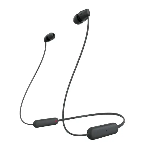 Casti intraauriculare Sony Wireless WI-C100 (pana la 25 de ore de viata a bateriei, optimizate pentru asistenti vocali, microfon incorporat pentru apeluri telefonice, Bluetooth), negru, mic Retur gratuit